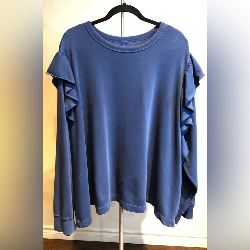 Old Navy Ruffle Shoulder Relaxed Fit Vintage Look Crewneck Sweatshirt Sweater 4X